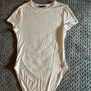 Shein white fitted short sleeve bodysuit